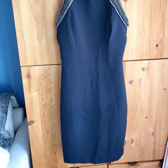 Ted Baker NWT LBD Black Form Fitting Metal Accented Fully Lined Dress 0 - Picture 7 of 7